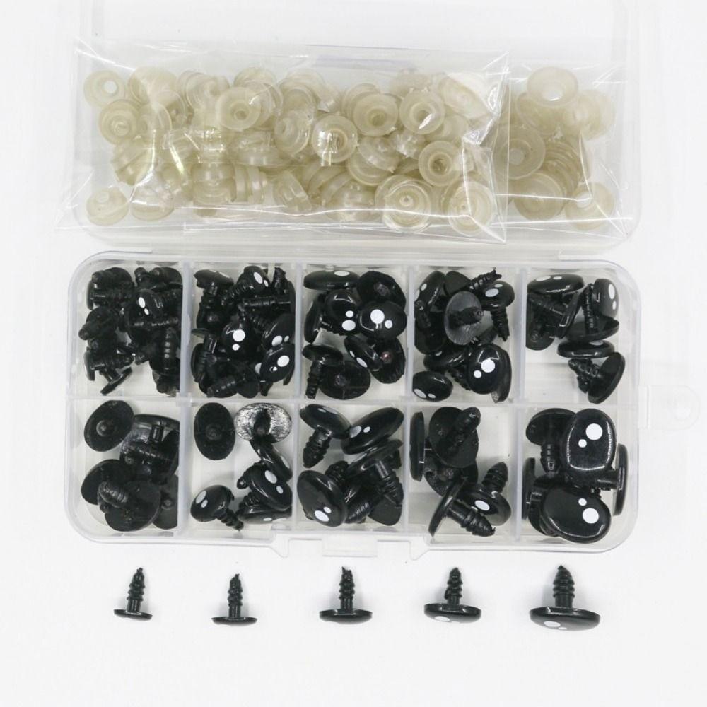 100pcs/box Oval Shape Plastic Safety Eyes Black Black Screw Eyes New Doll Bear Toys For Toys