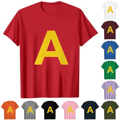 Женский повседневный топ с принтом букв, круглым вырезом и короткими рукавами