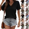 Women's Casual And Fashionable V-neck Lace Patchwork Short Sleeved Top