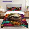 Sloth Pattern Bedding Quilt Set Quilt Cover Pillowcase Home Decoration Birthday Gift (1 * duvet cover + 2 * pillowcase, without core)