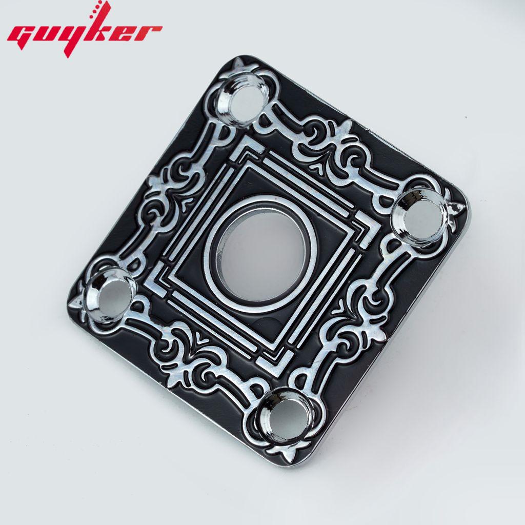 1 Piece Square Curved Stainless Steel Jack Plate Surface Pattern For Electric Guitar Bass