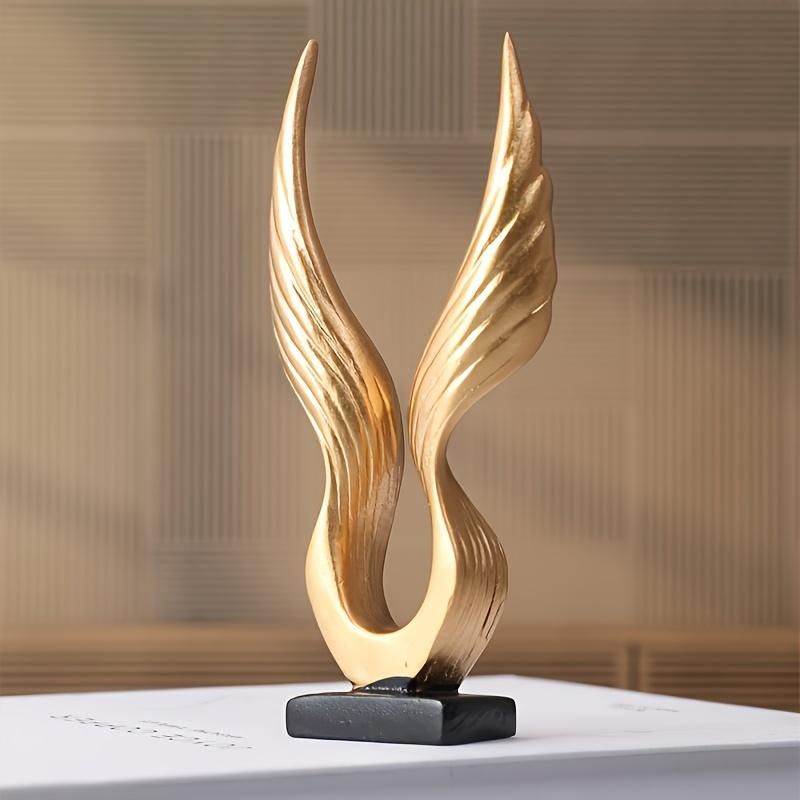 Resin Golden Phoenix Wing Statue: Indoor/Outdoor Decorative Fixture for Home or Office