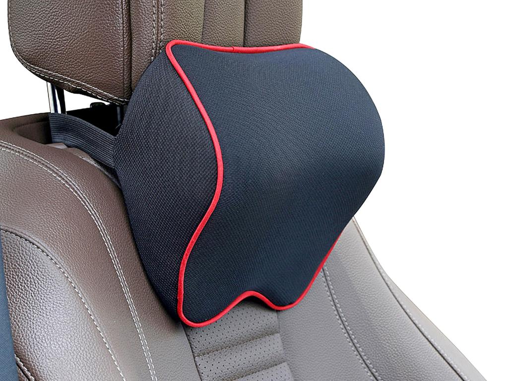 TradeWind Neck Pad Headrest Neck Pillow Lumbar Support Memory Foam Neck Cushion Gaming Chair Headrest Sleeping In the Car X Red (Black Stitch)