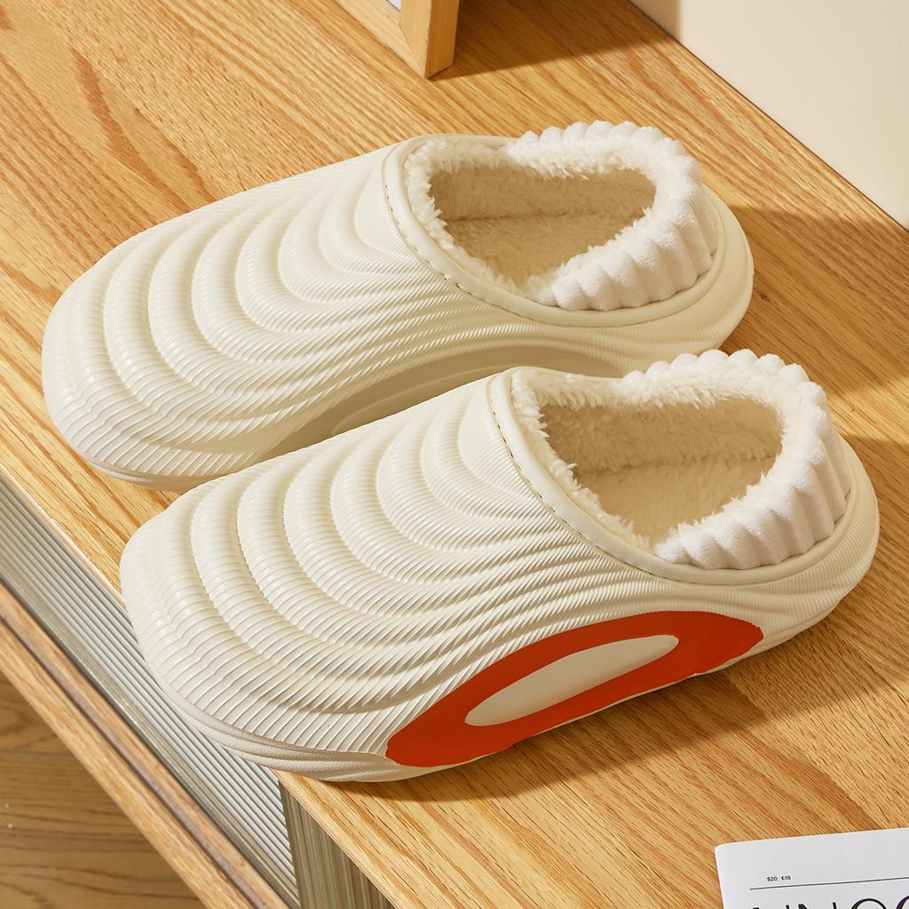 Platform Women Cotton Slippers Plush Warm Thick Bottom Slides Breathable Soft Non-slip Slippers Indoor Outdoor Men Cotton Slippers