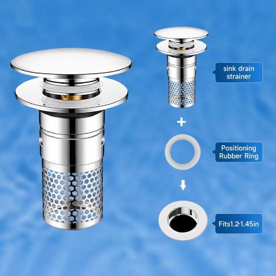Стопор для раковины в ванной комнате Всплывающий сливной фильтр Уловитель волос и мусора Раковина