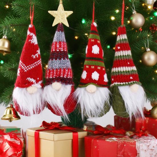Рождественский гном, подвесное украшение, ручная работа, вязаная шапка, безликий гном, эльф, плюшевая кукла, зимняя праздничная вечеринка, елочное подвесное украшение