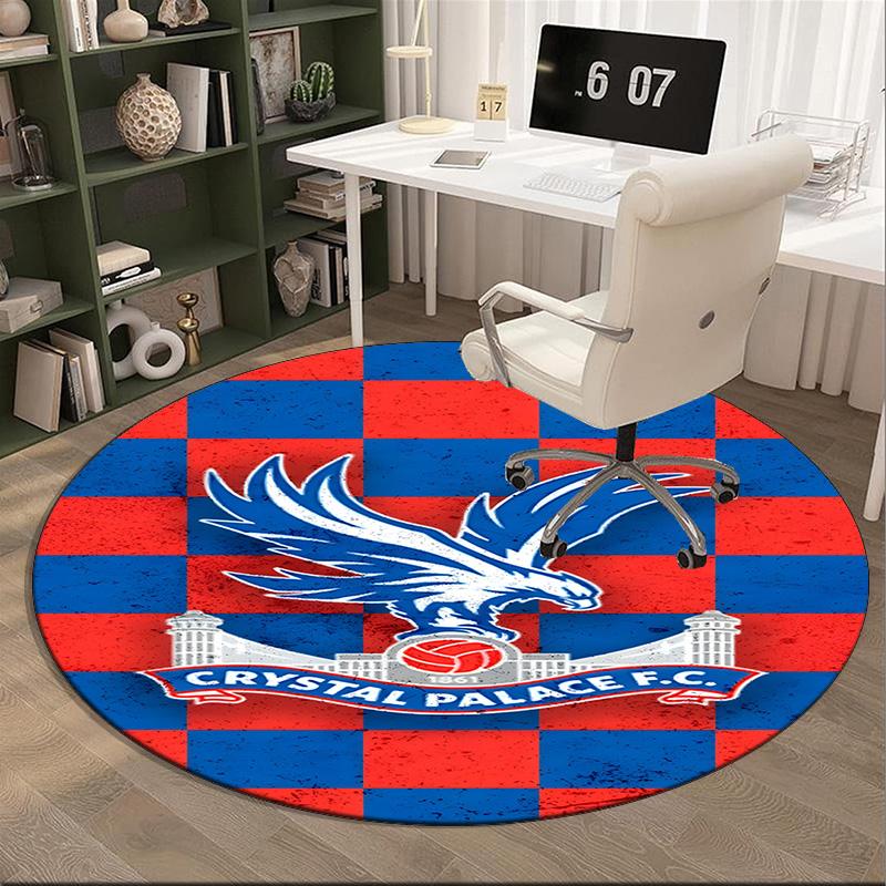 1PC round rug Crystal Fc Crest Printed Round Area Rug ,Rug For Home Office, Round Chair Rug, Decorative Carpet Fan gifts Christmas gift