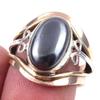 Натуральный самоцвет цвета оружейного металла, ручная работа, кольцо из стерлингового серебра 925 пробы двух тонов, размер 7 P8M77