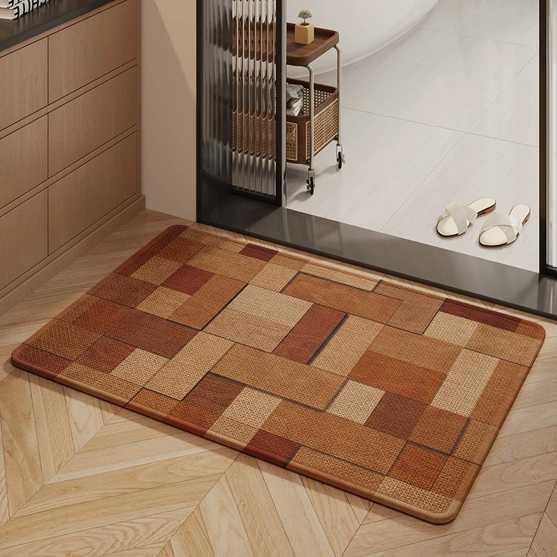 Organic Linen Bath Mat & Bathroom Rug, Shower Doormat with Non-Slip Rubber Backing, Quick Absorb Eco-Friendly for Bathroom