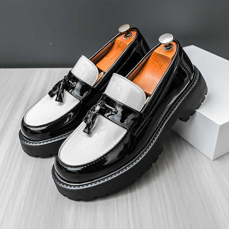 Spring Brand New Men Thick Soled Flowing Su Loafers Shoe Fashionable British Style Men Comfortable Business Dress Leather Shoes
