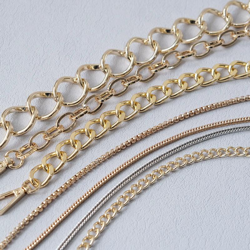 New Fashion Woman Handbag Accessory Chains Luxury Solid Gold Metal Bag Chain Strap Women Cute Clutch Shoulder Purse Accessory