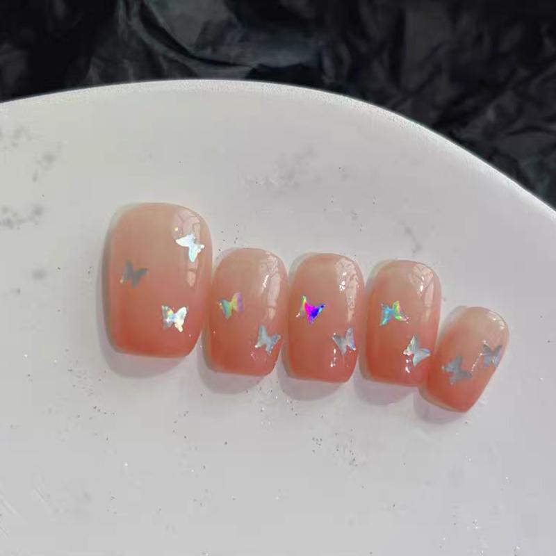 Мини сверкающий лазерный блеск для ногтей сверкающий красочный патч любовь бабочка волна точка звездный лазер серебряный блеск для ногтей украшение