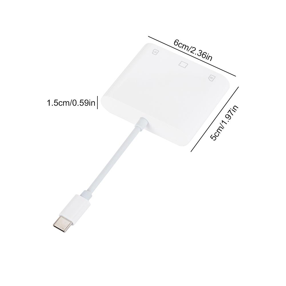 3 in 1 Type-C To SD/TF/CF Memory Card Adapter SD Card Reader Memory Card Reader for iPad iPhone 15 MacBook and More USB-C Device