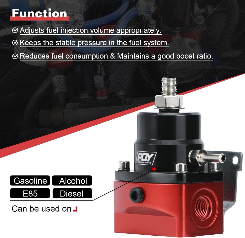 Adjustable Fuel Pressure Regulator Kit AN6 Feed & AN6 Return Line W/ 0-160PSI Gauge Set 3-20/ 20-45/ 45-70 Pressure Springs