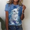 Women's TShirt Cat Print Design Harajuku Casual Short Sleeved Top Fashionable Trend Clothing
