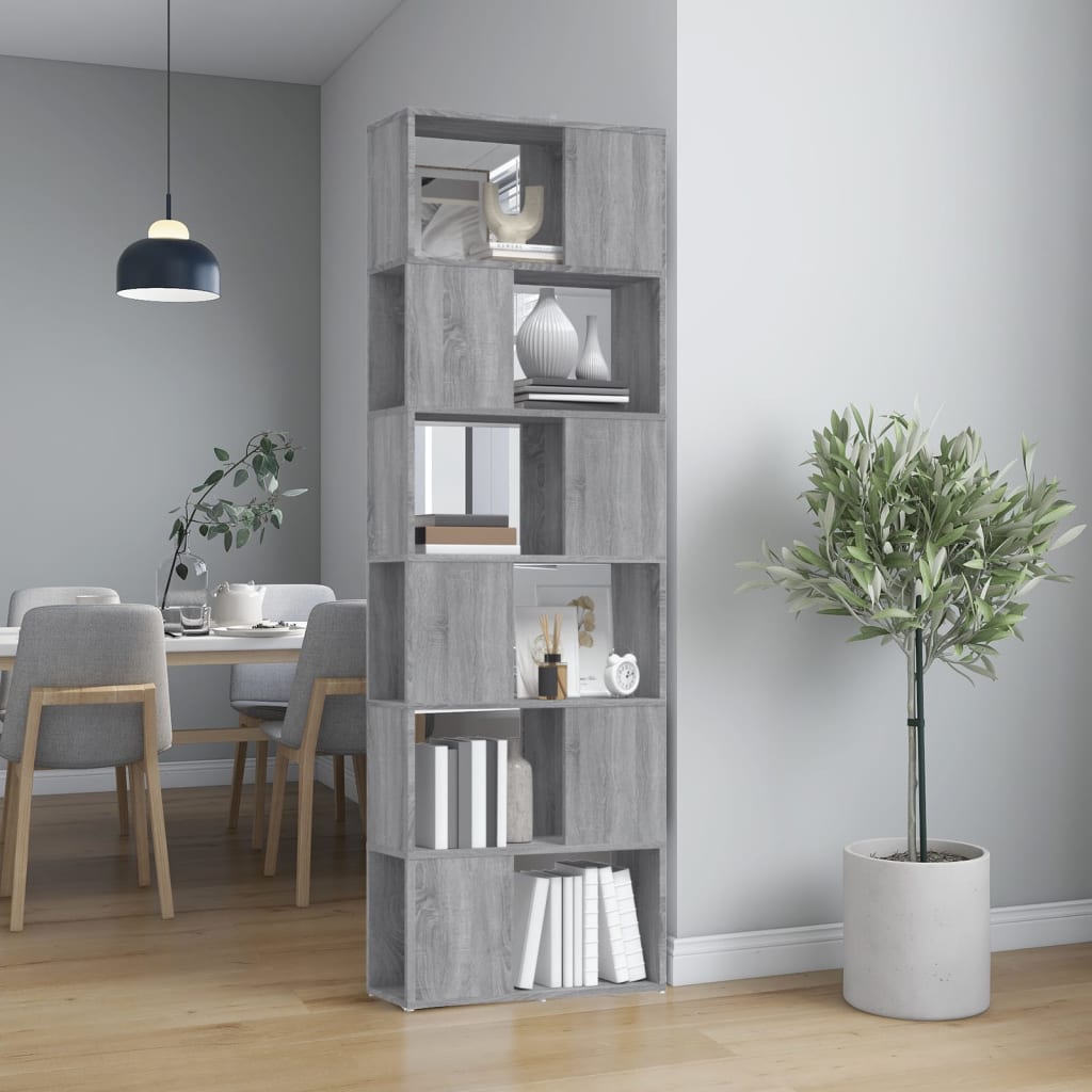 Bookshelf Room Divider Gray Sonoma 60 x 24 x 186 cm