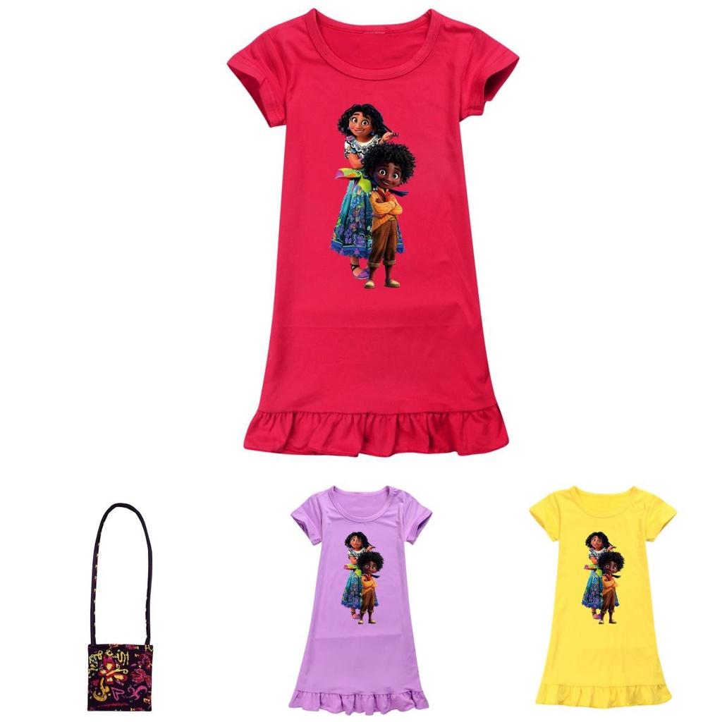 Энканто Детская Ночная Сорочка Платье из Ледяного Шелка Мягкий и Безопасный Материал для Комфортного Сна