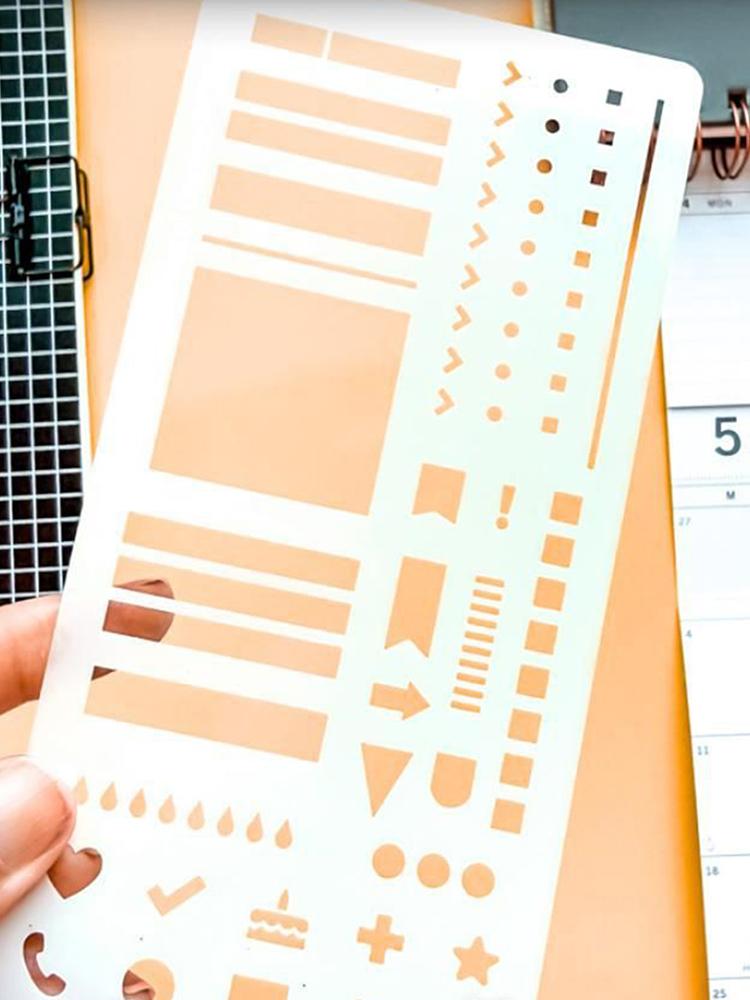 Многоразовый трафарет для планировщика, трафарет для календаря, линейка, точечные аксессуары для трекера привычек, списки, планирование, баннеры, штампы для леттеринга