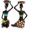 Подсвечники африканские женские 8,5" Декор для стола Декоративные скульптуры для столовой Подсвечник из смолы Винтаж