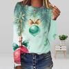 Spring and Autumn Round Neck 3D Christmas Printed Top Fashionable Casual Long Sleeved Women's T-shirts
