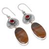 Natural Mookaite, Garnet Gemstone 925 Sterling Silver Earring 2.76" Z9o27