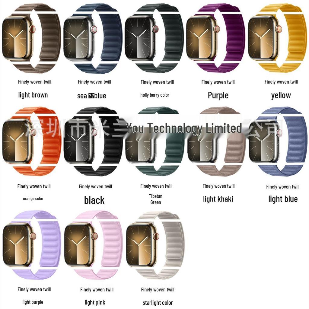 Apple Watch Fine Woven Twill Leather Magnetic Band for Series 5-9 & SE