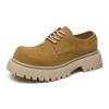 Мужские кожаные туфли новые 2025 весенние повседневные кожаные туфли тренд ретро британский стиль на толстой подошве износостойкие мужские рабочие модные туфли