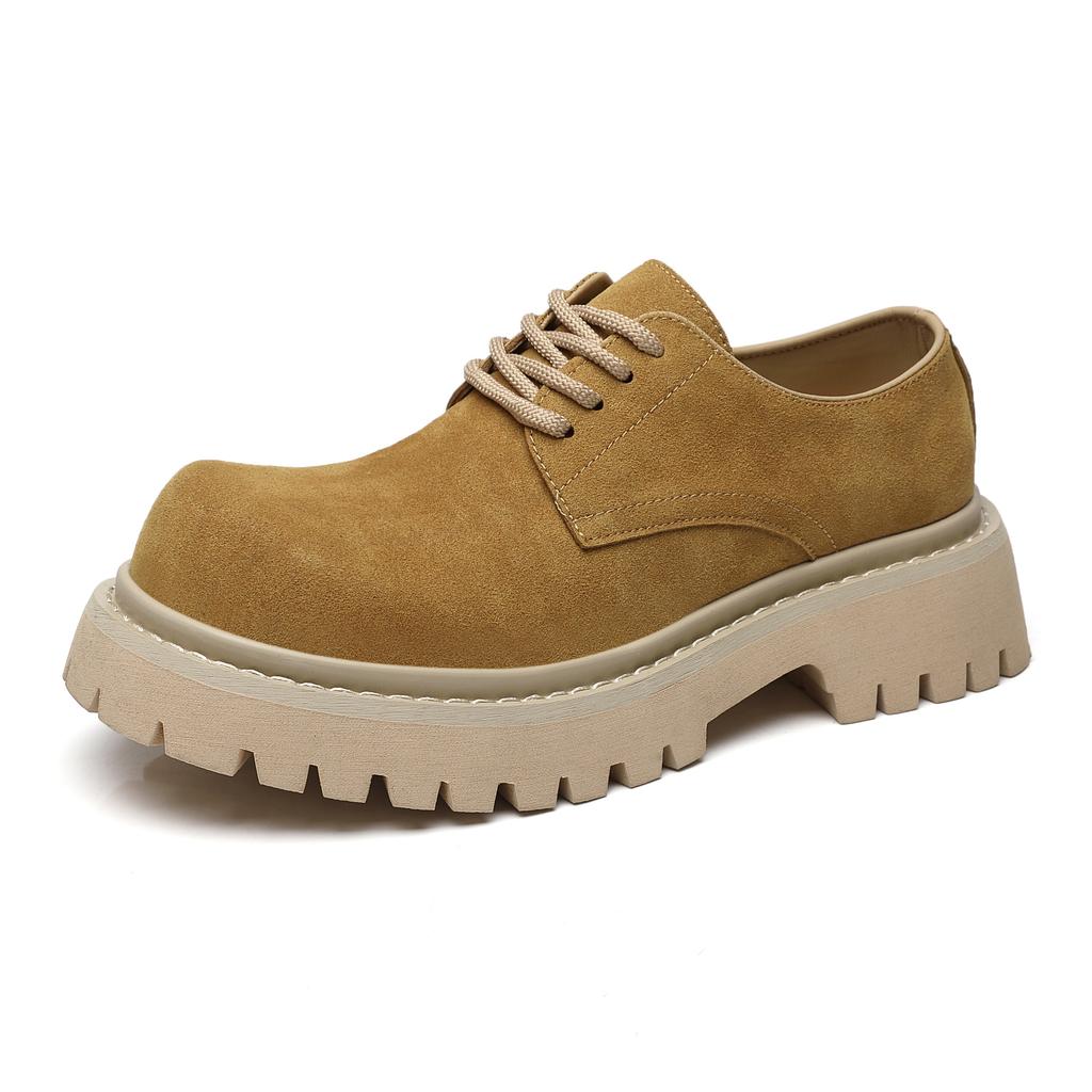 Мужские кожаные туфли новые 2025 весенние повседневные кожаные туфли тренд ретро британский стиль на толстой подошве износостойкие мужские рабочие модные туфли