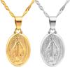 Anniyo Virgin Mary Pendant Necklace for Women,Silver Color/Gold Color Our Lady Jewelry Colar Cross Trendy Chain@006210