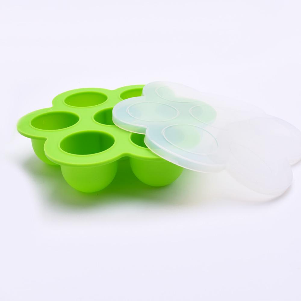 Large Baby Silicone Complementary Food Box Storage Box Silicone 7 Holes Ice Lattice Food Grade Silicone Ice with Lid