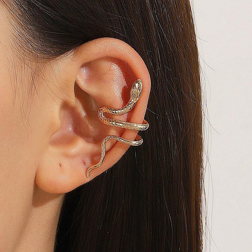 Элегантные серьги-клипсы в виде змеи с бриллиантами - без прокола, минималистичная мода, нишевый дизайн