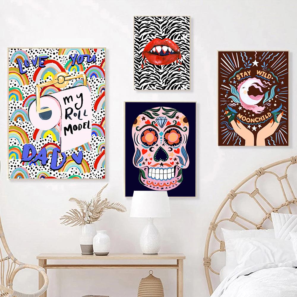 Хрустальный шар с цыганским принтом плакат розовый винтажный сахарный череп живопись богемный рулон бумаги цветная картина украшение дома
