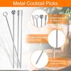 uxcell Reusable Long Martini Toothpicks, Stainless Steel Metal Cocktail Picks, Fruit Sticks, Cocktail Skewers for Party Drinks and Appetizers, 108mm S