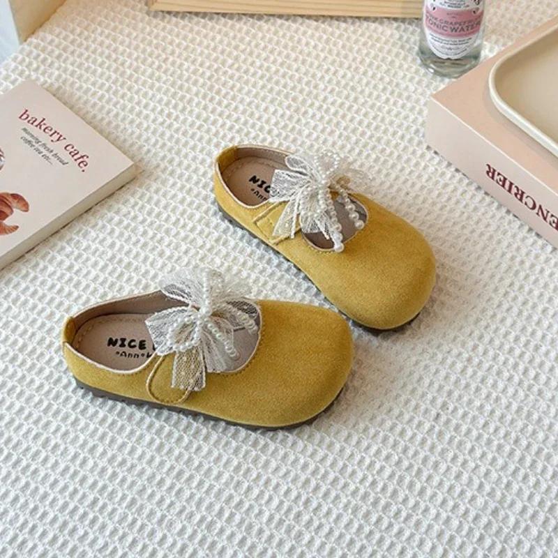 2025 Children Leather Shoes for Girls Spring New Fashion Korean Style Soft Bottom Anti-slippery Versatile Chic Princess Flats