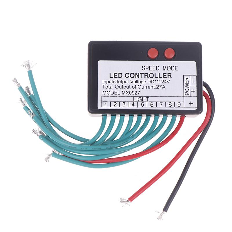 Контроллер светодиодной ленты 12В-24В 4 канала 9 каналов одноцветный Прыжок Вода Взрыв Вспышка Бегущий огонь Знак лошади Светящееся слово Открытый световой короб Переключатель