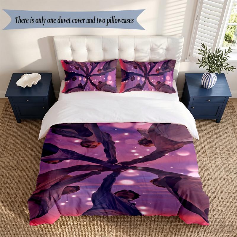 KPOP BTS 3‑Piece Bedding Set Soft Microfiber Duvet Cover Pillowcases Comfortable Bed Linen for Bedroom Decoration