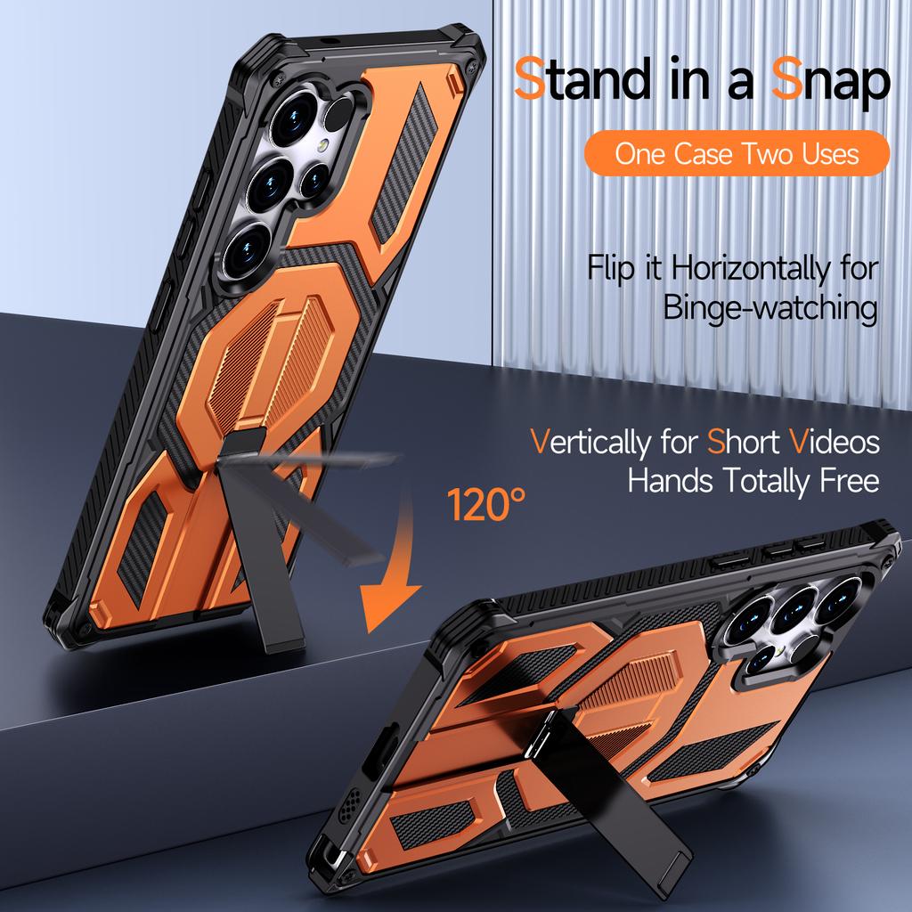 For Samsung Galaxy S24 Ultra Magnetic Case Rotating Kickstand PC + TPU Shockproof Drop-proof Phone Cover