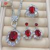Высококачественное имитация голубиного яйца, красное, с полной бриллиантовой сеткой, красное, живое, разделенное, цветное, открытое кольцо, женский кулон, набор сережек