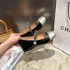 Single Shoes Women's Flat Bottom Inner Height Increase Evening Gentle Shoes with Skirts Shallow Mouth Mary Jane Shoes