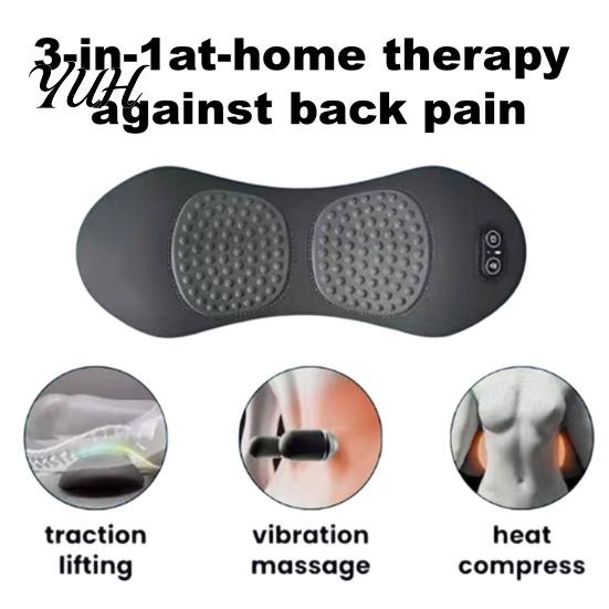Electric Back Massager Pad Lumbar Support Pillow, 3-in-1 Rechargeable Memory Foam Bed Cushion with Vibration And Heat, Portable Travel Massage Pillow