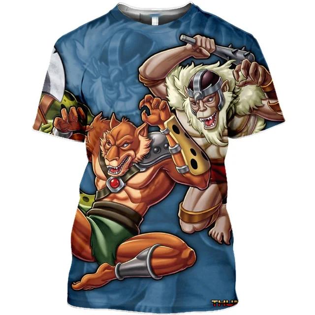 Summer Anime Thundercats 3D Printed T-shirt Kawaii Pattern Men's Fashion Short Sleeved Top Street Style Personality Trend O-neck Men's Clothing