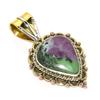 Подарочный двухцветный кулон Ruby In Zoisite из стерлингового серебра 925 пробы, созданный в лаборатории, 1,50 дюйма f3k71
