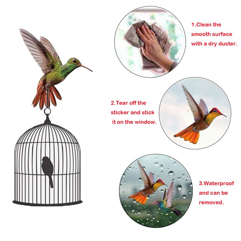 9 больших красивых наклеек на окна с колибри-наклейки на окна с колибри против столкновений с птицами-двусторонние статические наклейки на окна