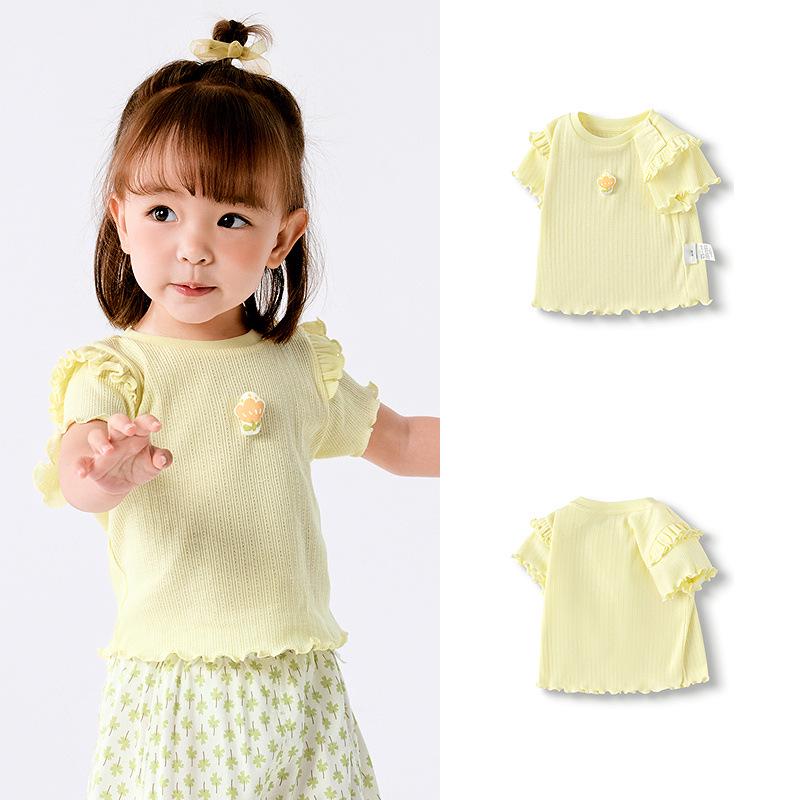 Трендовая футболка с коротким рукавом для малышек и девочек ясельного возраста - Милая, Модная весенне-летняя одежда
