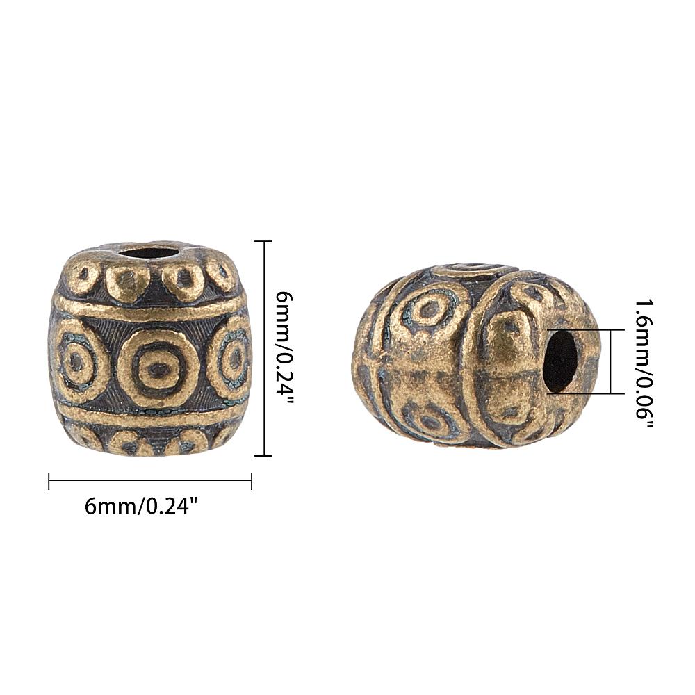 Tibetan Style Alloy Beads Cadmium Free & Lead Free Barrel Mixed Color 6x6mm Hole: 1.6mm