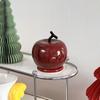 Ceramic Red Fruit Toothpick Dispenser Dental Floss Toothpick Holder Home Office Restaurant Kitchen Desktop Toothpick Organizer Container