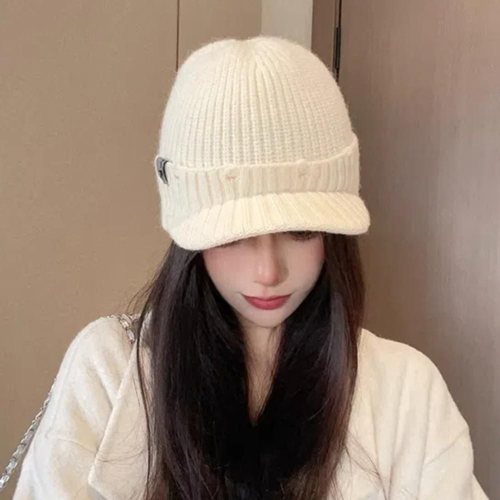 Anti-cold Ear Protection Peaked Cap Soft Hooded Thermal Cap Versatile Knitted Elastic Hat Outdoor