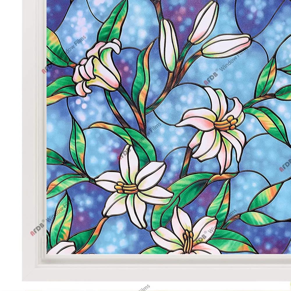 Пленка для окон Privacy, декоративная бумажная наклейка, неклейкая кружевная цветочная наклейка, домашний офис, статическая липкая стеклянная фольга, ширина 90 см