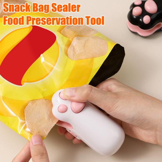 Мини запайщик пакетов в виде кошачьей лапки с резаком, перезаряжаемый от USB, портативный, для вакуумной запайки пакетов для закусок и продуктов, термозапайщик, открывалка, кухонный гаджет