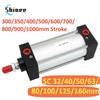 Стандартный пневматический цилиндр SC SC80/100/125/160мм Диаметр Малый С Магнитным Пневматический Цилиндр Поршень 300/400/500/600/800/1000мм Ход